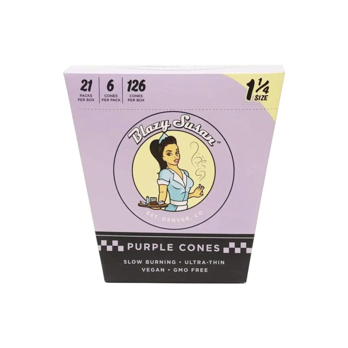 Estuche con 21 Cajas de 6 Conos Morados de 1-1/4 Blazy Susan | Full Box